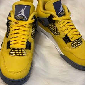 Men’s Air Jordan 4 RETRO Tour YellowDark Blue Grey